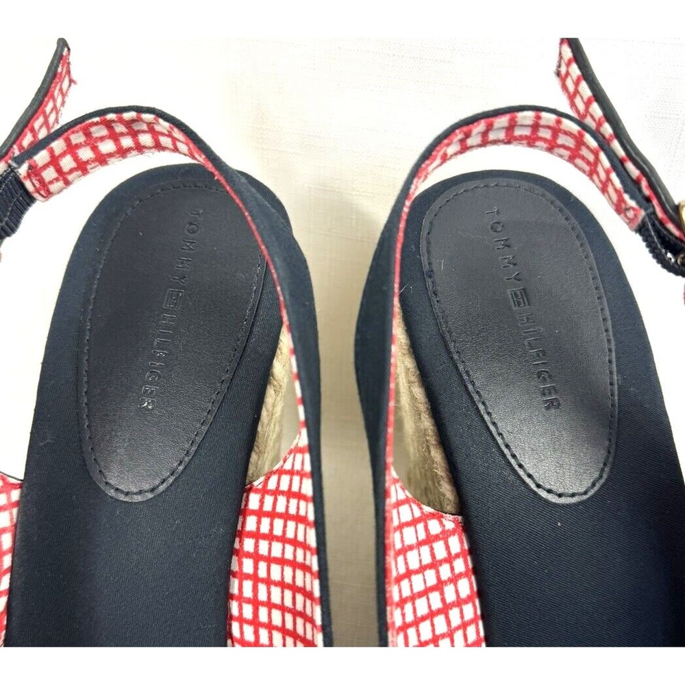 Tommy Hilfiger Espadrille Blue Women's Size 9 Sling Back Hi Wedge Sandal Heels - Picture 7 of 13